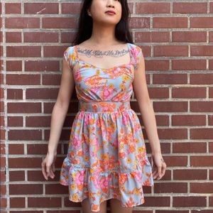 Retro Lana Del Rey Inspired Blue Floral Dress